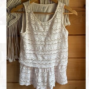 LOFT Ivory Lace Sleeveless Blouse